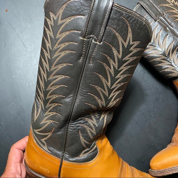 90s JUSTIN 1601 Leather Boots Cowboy Western 8.5 D main image 8